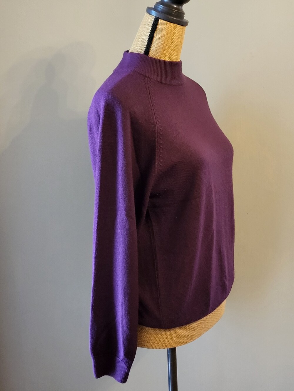 Royal Sport Vintage 70s/80s Acrylic Purple Mock Neck Sweater Medium - Picture 4 of 11